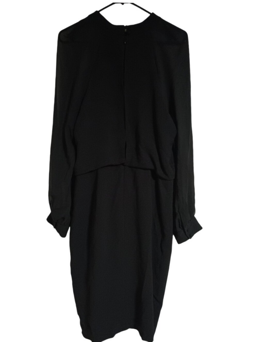 Adrianna Papell Black Long Sleeve Sheer Overlay Dress – Elegant Occasion